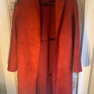 Red suede Zara coat